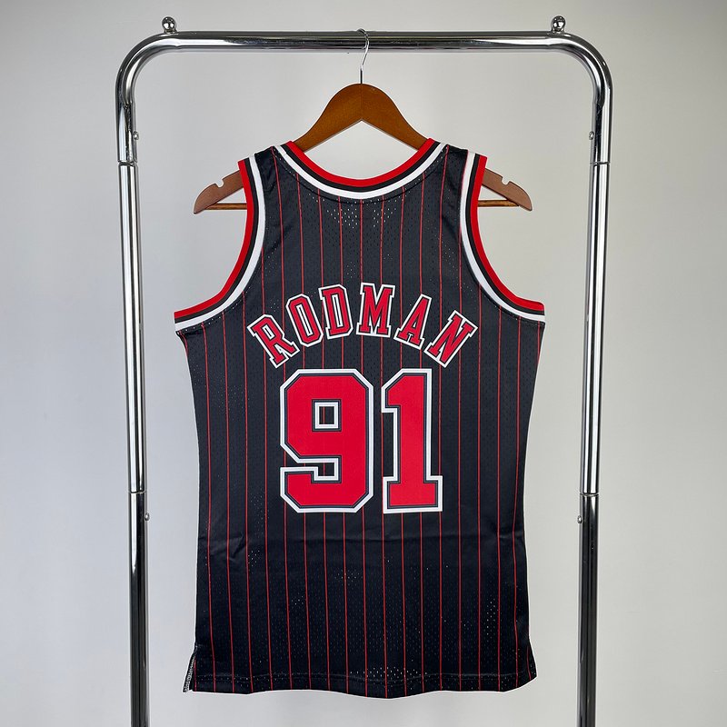 Regata NBA Chicago Bulls – Stripes #91 – 2096/97 – Preta – Masculina – Imagem 2