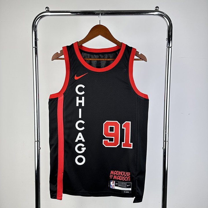 Regata NBA Chicago Bulls – Rodman #91 – 2024 – Preta – Masculina