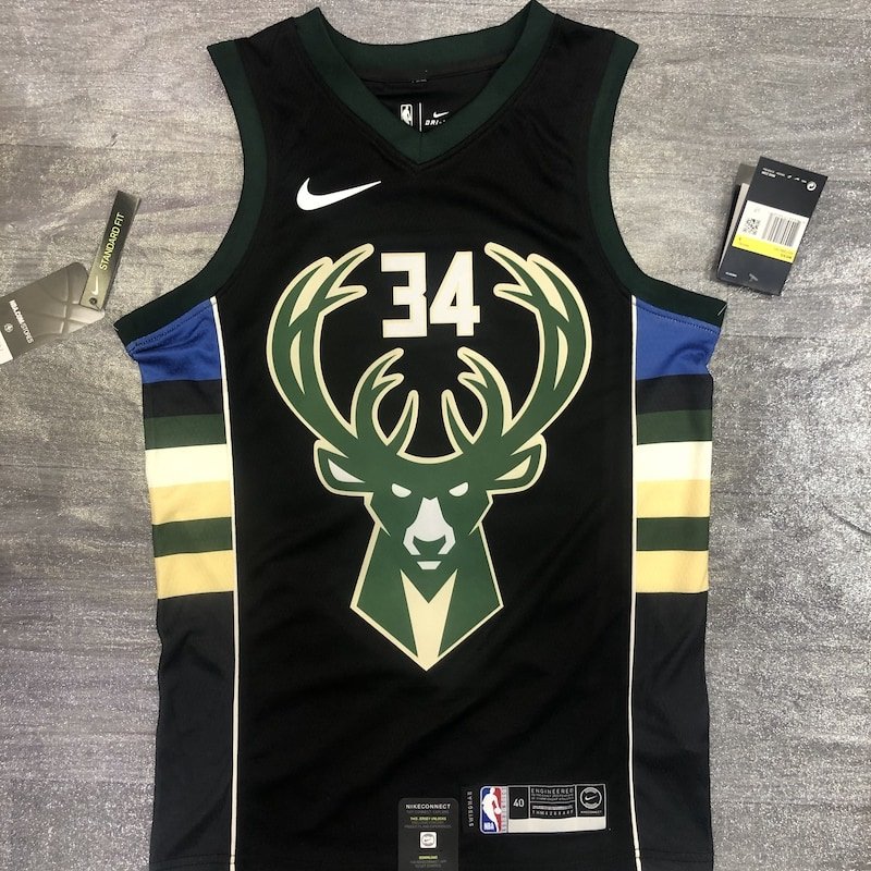Regata NBA Milwaukee Bucks – Deer Head #34 – Preta – Masculina