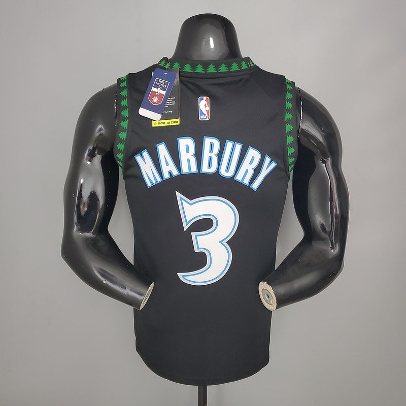 Regata NBA Minnesota Timberwolves – Marbury #3 – 2018 – Preta – Masculina – Imagem 2