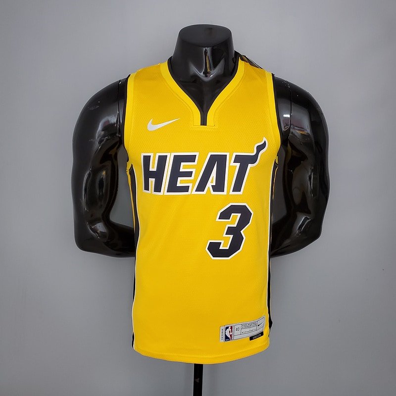 Regata NBA Miami Heat – Wade #3 – 2021 – Amarela – Masculina – Imagem 3