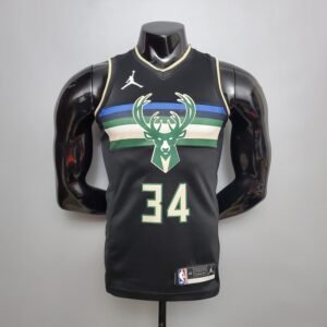 Regata NBA Milwaukee Bucks – Jordan Antetokounmpo #34 – Preta – Masculina