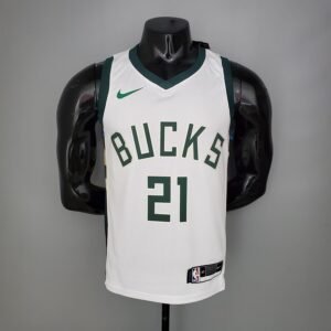 Regata NBA Milwaukee Bucks – Holidoay #21 – Home – 2021 – Branca – Masculina