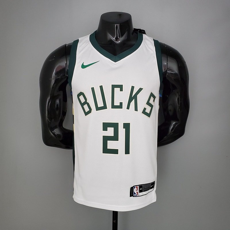 Regata NBA Milwaukee Bucks – Holidoay #21 – Home – 2021 – Branca – Masculina
